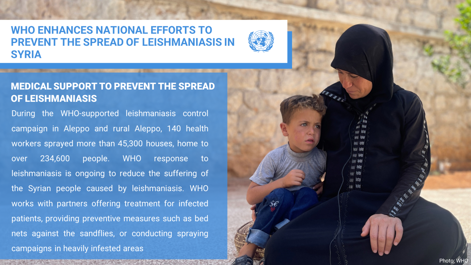 WHO ENHANCES NATIONAL EFFORTS TO PREVENT THE SPREAD OF LEISHMANIASIS IN SYRIA