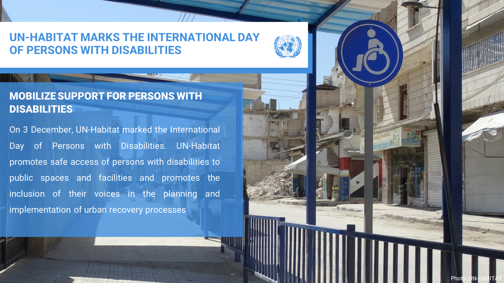 UN-Habitat MARKS THE INTERNATIONAL DAY OF PERSONS WITH DISABILITIES AND MOBILIZES SUPPORT FOR THE DIGNITY, RIGHTS, AND WELL-BEING OF PERSONS WITH DISABILITIES